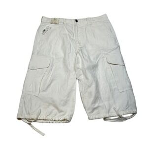 Bard McNutt Murano Linen Cargo Shorts Mens 32 Cream White Drawstring Hem Utility